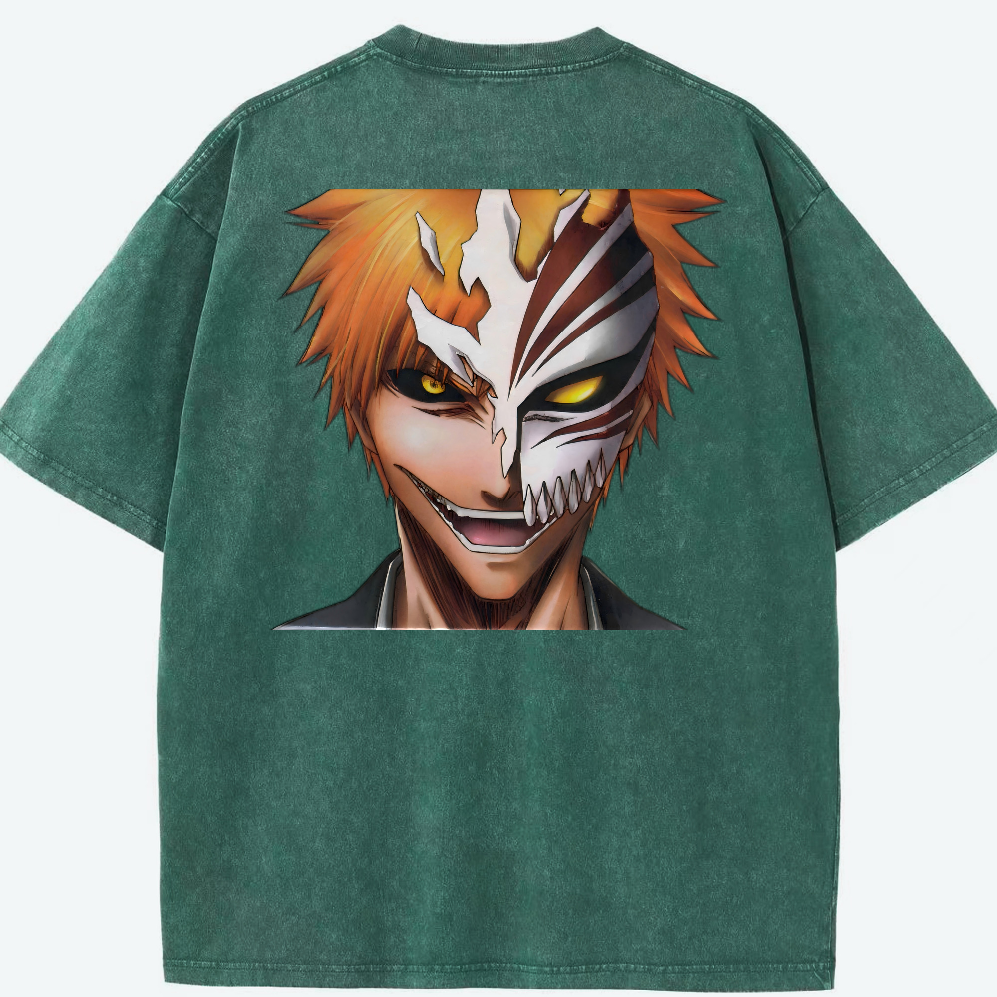 （画像用） ブリーチ 黒崎一護（くろさき いちご）BLEACH Kurosaki Ichigo 綿100% ヴィンテージ風 半袖Tシャツ（背面プリント）